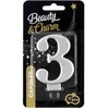 GoDan Žvakė numeris 3, metalinis sidabras, 8,0 cm PF-SCS3