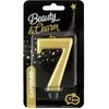 GoDan Žvakė numeris 7, metalinis auksas, 8,0 cm PF-SCZ7