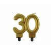 GoDan žvakė numeris 30 GIMTADIENIS, auksinė, metalinė, B&amp;C, 8 cm