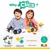Clics toys KONSTRUKCINIAI KLUOKAI VAIKAMS CLICS RC001 dėžutė 5in1 69 vnt. SPAUSKITE PRADĖTI