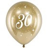 PartyDeco Auksiniai balionai su skaičiumi 30, 6vnt
