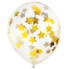 PartyDeco Balionai su konfeti "Auksinės žvaigždės" 30 cm