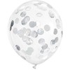 PartyDeco Balionai su konfeti "Sidabriniai rutuliukai" 30 cm, 6vnt