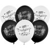 PartyDeco Balionų rinkinys "Happy Birthday" juoda/balta