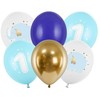 PartyDeco Balionai "One Year", pastelinė žydra (6vnt)