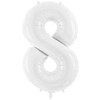 PartyDeco Baltas balionas Skaičius, 86cm, Skaičius: 8
