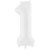 PartyDeco Baltas balionas Skaičius, 86cm, Skaičius: 1