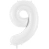 PartyDeco Baltas balionas Skaičius, 86cm, Skaičius: 9