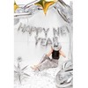 PartyDeco Foliniai balionai "HAPPY NEW YEAR" sidabriniai, 35cm