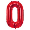 PartyDeco Folinis balionas "0" raudonas, 86 cm