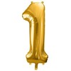 PartyDeco Folinis balionas "1" auksinis, 86 cm