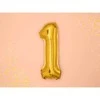 PartyDeco Folinis balionas "1" auksinis, 35 cm
