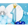 PartyDeco Folinis balionas "1 su karūna" melsvas, 90cm