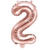 PartyDeco Folinis balionas "2" rožinio aukso, 35 cm