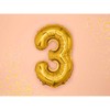 PartyDeco Folinis balionas "3" auksinis, 35 cm