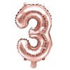 PartyDeco Folinis balionas "3" rožinio aukso, 35 cm