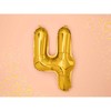 PartyDeco Folinis balionas "4" auksinis, 35 cm