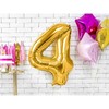 PartyDeco Folinis balionas "4" auksinis, 86 cm
