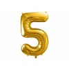 PartyDeco Folinis balionas "5" auksinis, 86 cm