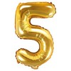 PartyDeco Folinis balionas "5" auksinis, 35 cm