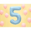 PartyDeco Folinis balionas "5" melsvas, 86 cm