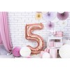 PartyDeco Folinis balionas "5" rožinio aukso, 86 cm