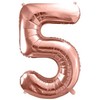 PartyDeco Folinis balionas "5" rožinio aukso, 86 cm