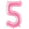 PartyDeco Folinis balionas "5" rožinis, 86 cm