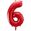 PartyDeco Folinis balionas "6" raudonas, 86 cm