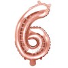 PartyDeco Folinis balionas "6" rožinio aukso, 35 cm