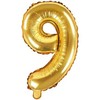 PartyDeco Folinis balionas "9" auksinis, 35 cm