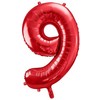 PartyDeco Folinis balionas "9" raudonas, 86 cm