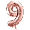 PartyDeco Folinis balionas "9" rožinio aukso, 86 cm