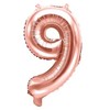 PartyDeco Folinis balionas "9" rožinio aukso, 35 cm