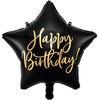 Party Deco PartyDeco Folinis balionas "Happy Birthday" 40cm juodas