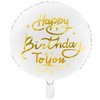 PartyDeco Folinis balionas "Happy birthday" baltas 35 cm