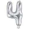 PartyDeco Folinis balionas sidabrinis skaičius, 35 cm, Skaičius: 4