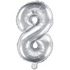 PartyDeco Folinis balionas sidabrinis skaičius, 35 cm, Skaičius: 8
