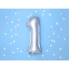 PartyDeco Folinis balionas sidabrinis skaičius, 35 cm, Skaičius: 4