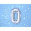 PartyDeco Folinis balionas sidabrinis skaičius, 35 cm, Skaičius: 0