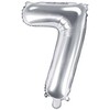 PartyDeco Folinis balionas sidabrinis skaičius, 35 cm, Skaičius: 7