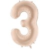PartyDeco Folinis balionas skaičius 3, kreminis 72cm