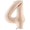 PartyDeco Folinis balionas skaičius 4, kreminis 72cm