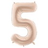 PartyDeco Folinis balionas skaičius 5, kreminis 72cm