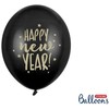 PartyDeco Juodi balionai Happy New YEAR, 6 vnt