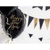 PartyDeco Juodi balionai Happy New Year, 6 vnt