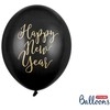 PartyDeco Juodi balionai Happy New Year, 6 vnt
