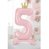 PartyDeco Pastatomas rožinis balionas Skaičius su karūna, 84cm, Skaičius: 3