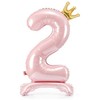 PartyDeco Pastatomas rožinis balionas Skaičius su karūna, 84cm, Skaičius: 2