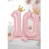 PartyDeco Pastatomas rožinis balionas Skaičius su karūna, 84cm, Skaičius: 6